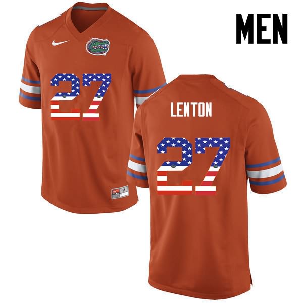 NCAA Florida Gators Quincy Lenton Men's #27 USA Flag Fashion Nike Orange Stitched Authentic College Football Jersey CYX1864HN